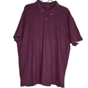 DKNY Mens XL Polo Shirt Burgundy Maroon Short Sleeve Pique Knit Logo Top